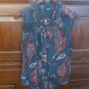 Tildon Paisley Sleeveless Blouse - Black and Brown